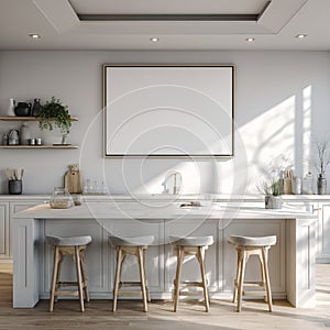 Modern Kitchen with Blank Horizontal Frame Mockup