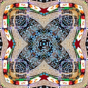 Bright element of seamless pattern, tile, handkerchief, kaleidoscope from the photo. Contrasting colors