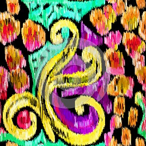 Bright embroidered fabric