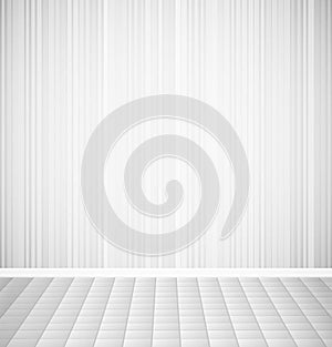 Bright empty room with striped wall and square