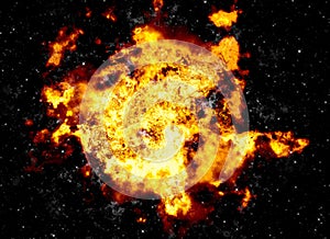 Bright explosion flash on a black backgrounds