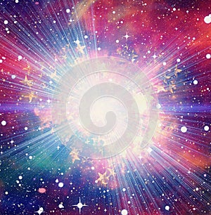 Bright explosion flash on a space background