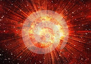 Bright explosion flash on a space background