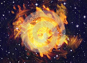 Bright explosion flash on space backgrounds