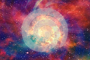 Bright explosion flash on a space background