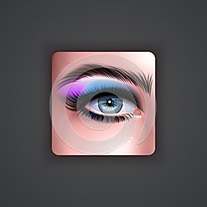 Bright Eye shadow icon in realistic style, Realistic eyes with bright Eye shadows on white background, vector illustration