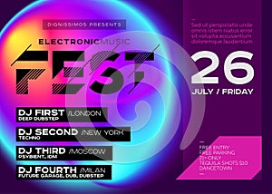 Bright Festival Poster. Electronic Music Cover for Summer