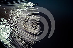 Bright, Fiber optics close-up, modern computer communication technology