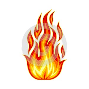 Bright Fire Blaze Isolated on White Background Vector Illustration