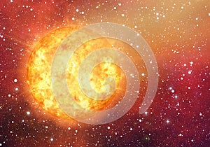 Bright fire explosion planet on a space background