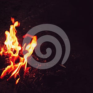 Bright Fire flames black backround