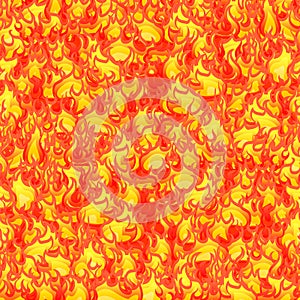 Bright fire flames, hot fire seamless pattern