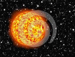 Bright fire planet on space backgrounds