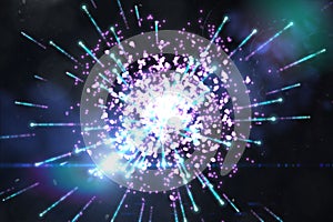 Bright firework design on black