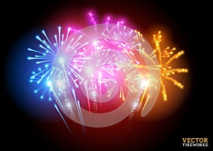 Bright Fireworks Display Vector photo