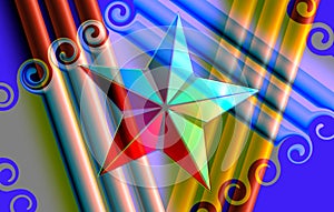 A bright five-pointed star with iridescent shine.