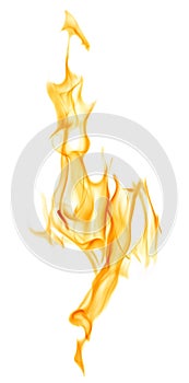 Bright flame column spark isolated on white