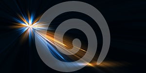 Bright flash effect with rays and glare. Light light blur effect. Vector illustration