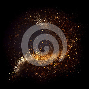 Bright flash of light on a black background, glitter, dust, water, drops, sparks, lens effect, fire, glitter, sparkles, flare