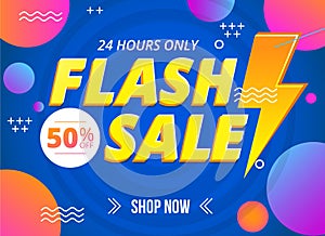 Bright flash sale banner template with sign