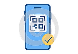QR Code Payment Flat Colored Icon for Digital Transaction Design