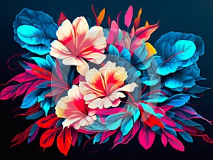 Bright floral background with tropical hibiscus flowers.