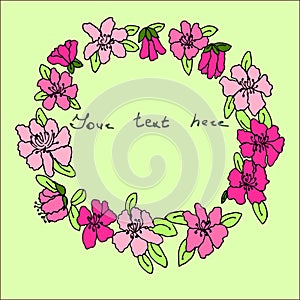 Bright floral frame, hand drawn floral frame clip art