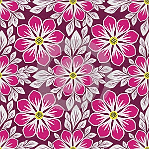 Bright floral Pattern with beautiful pink Flowers