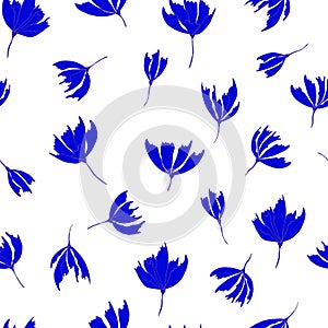 Bright floral pattern. Seamless background. Hand drawn modern illustration of large flower heads on solid color. Cloth, web,