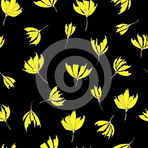 Bright floral pattern. Seamless background. Hand drawn modern illustration of large flower heads on solid color. Cloth, web,