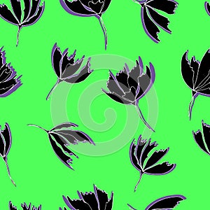 Bright floral pattern. Seamless background. Hand drawn modern illustration of large flower heads on solid color. Cloth, web,