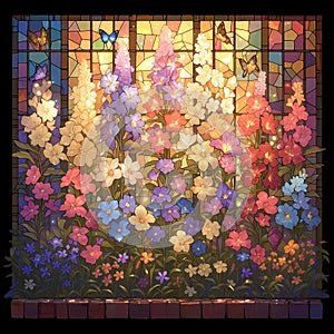 Bright Floral Stained Glass Art