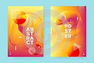 Bright Fluid Brochure. Red Graphic Abstract