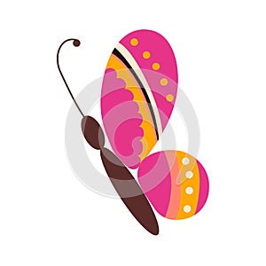 A bright flying butterfly icon. Flat illustration of a vector icon of a beautiful butterfly.