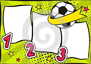 Bright football background in popart style. Numbering list 1, 2, 3