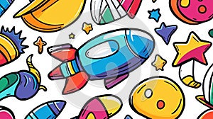 Bright and fun graffiti art features galaxies, stars, and moons, perfect for kids spaces Let their imaginations soar photo