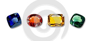 Bright gems on a white background