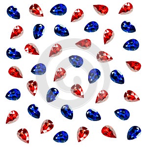 Bright gems on a white background