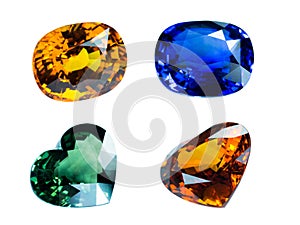 Bright gems on a white background