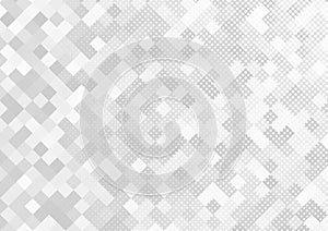 Bright Geometric Background with Grey Squares and White Halftone Dots Pattern