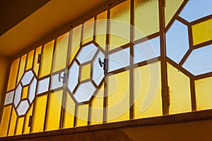A bright and geometric glass window