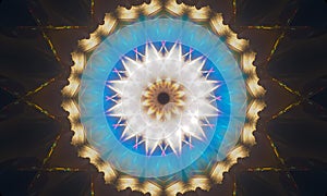 Bright geometric star-shaped mandala Art