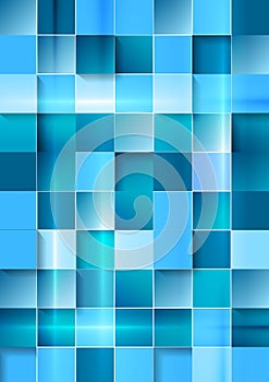 Bright geometric tech blue squares background