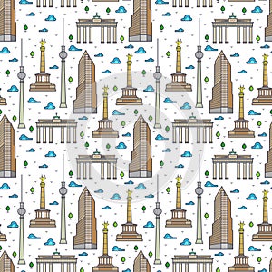 Germany Berlin landscape seamless pattern