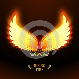 Bright glowing fire angel wings