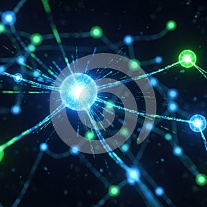 Glowing Network of Connected Nodes Abstract Technology Background