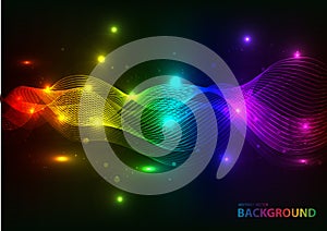 Bright glowing waves dark background