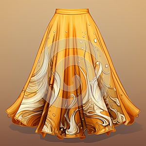 Bright Gold Hand Sketch Style Skirt On Gold Background