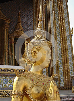 Bright Gold Iconic Thai Woman Statue