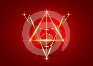 Bright Gold Sigil of Protection. Magical Amulet of light. Can be used as tattoo, logos and prints. Golden Wiccan occult symbol